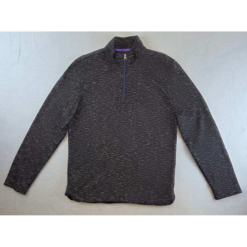 Robert Graham Mens Quarter Zip Pullover Space Dye Knit Multi Cotton Sweater M
